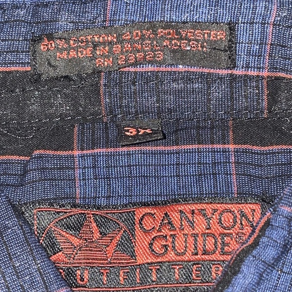 Canyon Guide Outfitters Men’s 3X Blue Plaid Western Snap Button Up Shirt - Picture 5 of 7